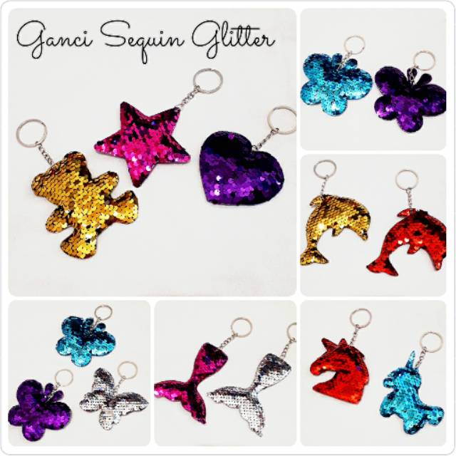 Gantungan kunci sequin glitter