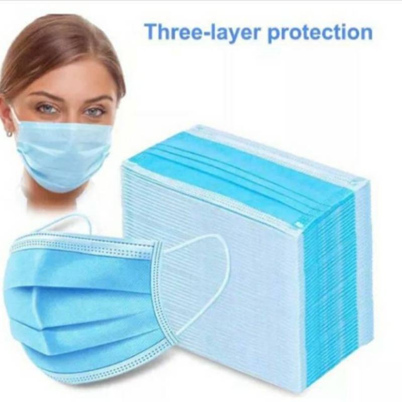 Masker 3ply disposable face mask || 1pack = 10pcs