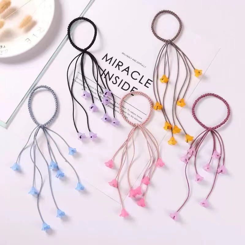 Ikat Rambut Wanita Aksen Bunga Rumbai Korean  Style Aksesoris Fashion