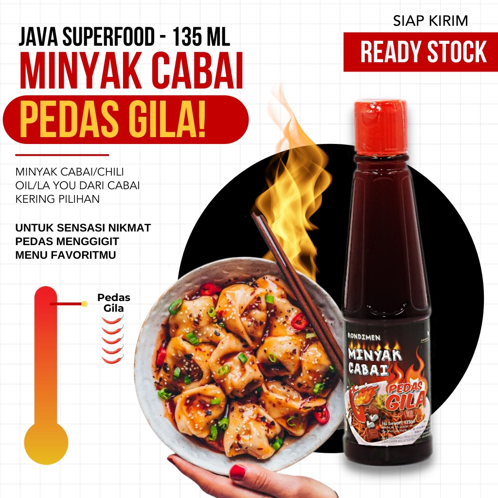 Minyak Cabai Tiga Level Pedas Java Super Food - 135ml (TERMURAH)