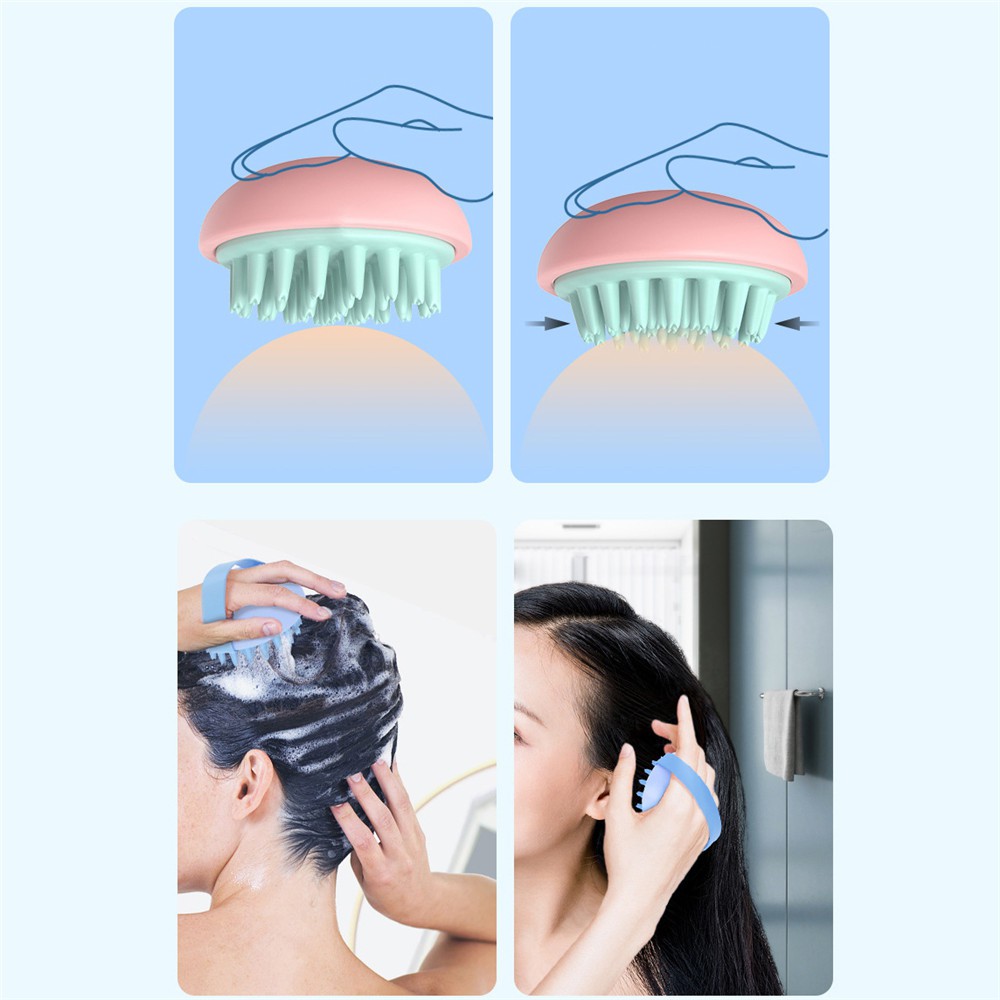 【COD Tangding】New Hair-washing Brush Scrub Silicone Bath Brush Head Massage Multifunctional Bath Cleaning Brush