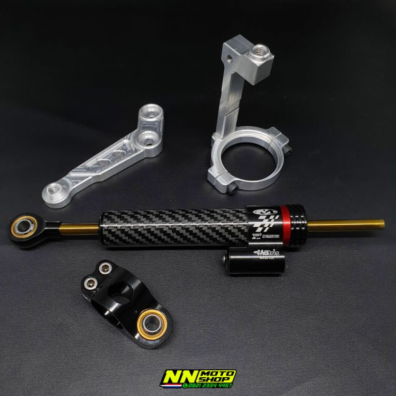 steering damper matris carbon pendek plus breket stabilizer stang rx king rx special