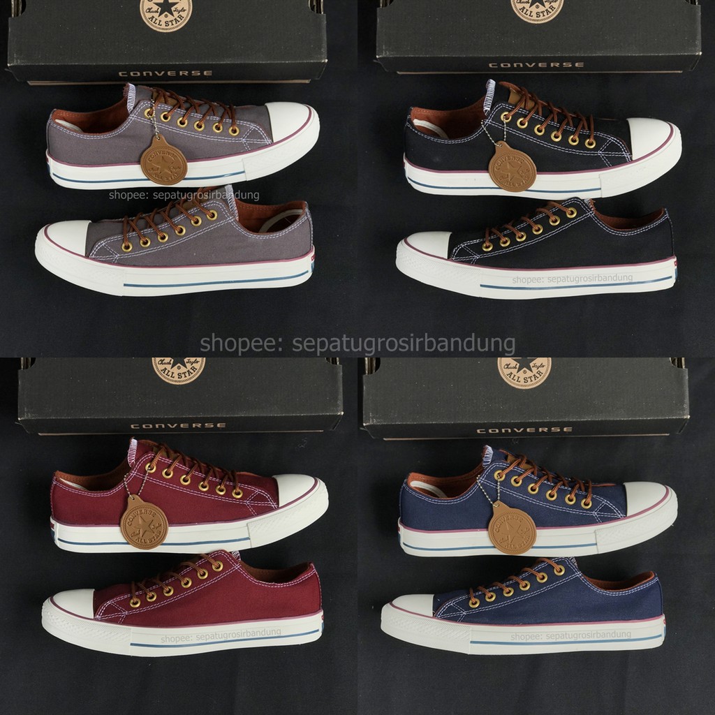 SEPATU CONVERSE PREMIUM LOW TALI TAN - Sepatu converse all star pendek