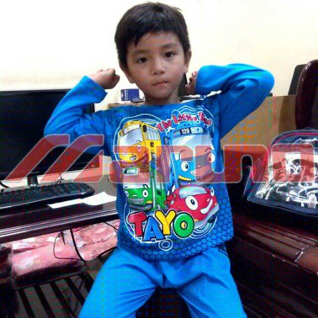 Baju Tidur Piyama Tayo Bus Kecil Setelan Anak Laki Laki Perempuan