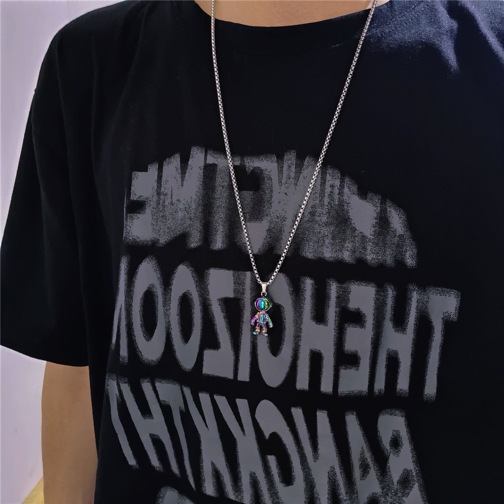 【COD Tangding】Street Color Astronaut Necklace Lovers Astronaut Clavicle Chain Hip Hop Hoodie Pendant Chain