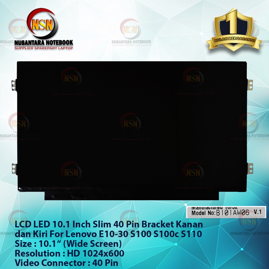 LCD LED 10.1 Inch Slim 40 Pin Lenovo Ideapad E10-30 S100 S100c S110 S10-3 U160