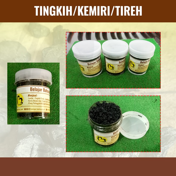 

Tingkeh/tireh/kemiri bakar botol penghitam lontar sudah dicampur dengan minyak sereh