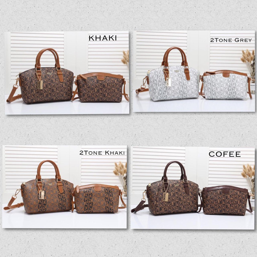 SATUAN Tas Bonia Trista Satchel Canvas Signature 2in1 Semprem 1132-Y1