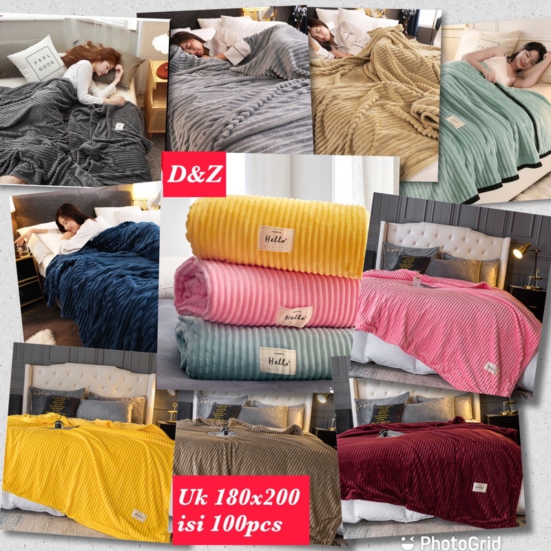 Selimut Bulu Dewasa Super Halus Emboss Size 180x200 New