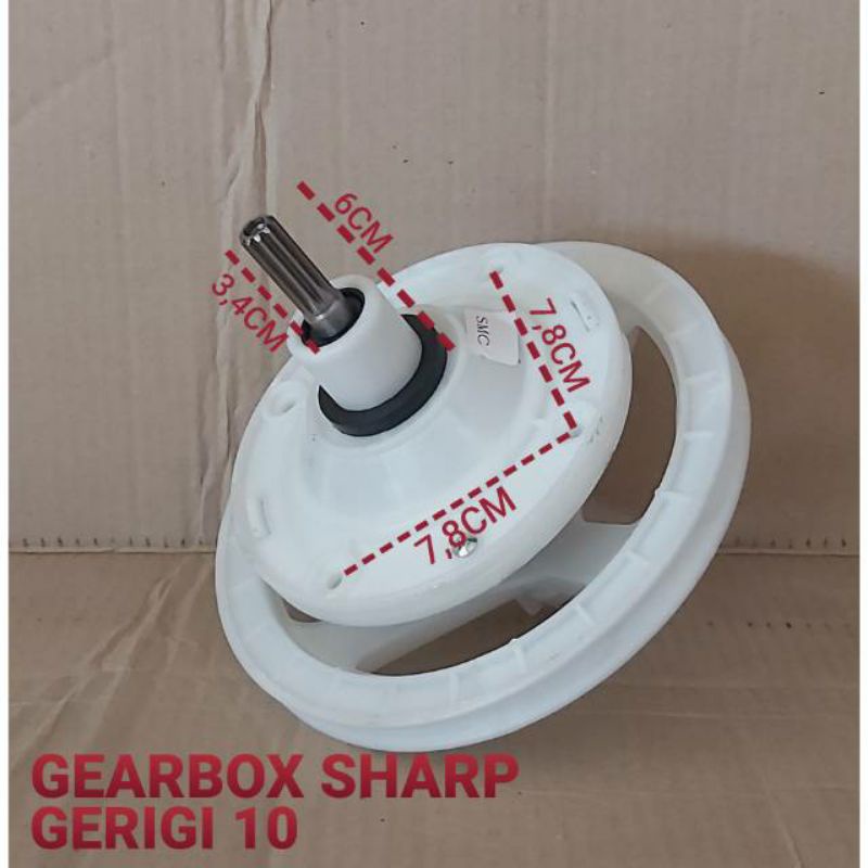 GIRBOX  Gearbox Mesin Cuci  ,  Gearbox  SHARP , Gearbox Gigi  10z +puly , Gearbok Sharp Gigi 10z Tanpa Puly