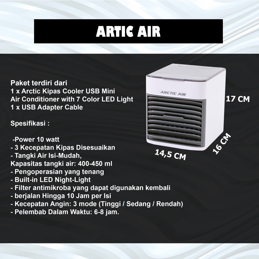 Mini AC Portable Artic Air Ultra Cooler Cooling Fan USB Import Power Hemat Energi Pendingin Ruangan Sejuk High Quality v2