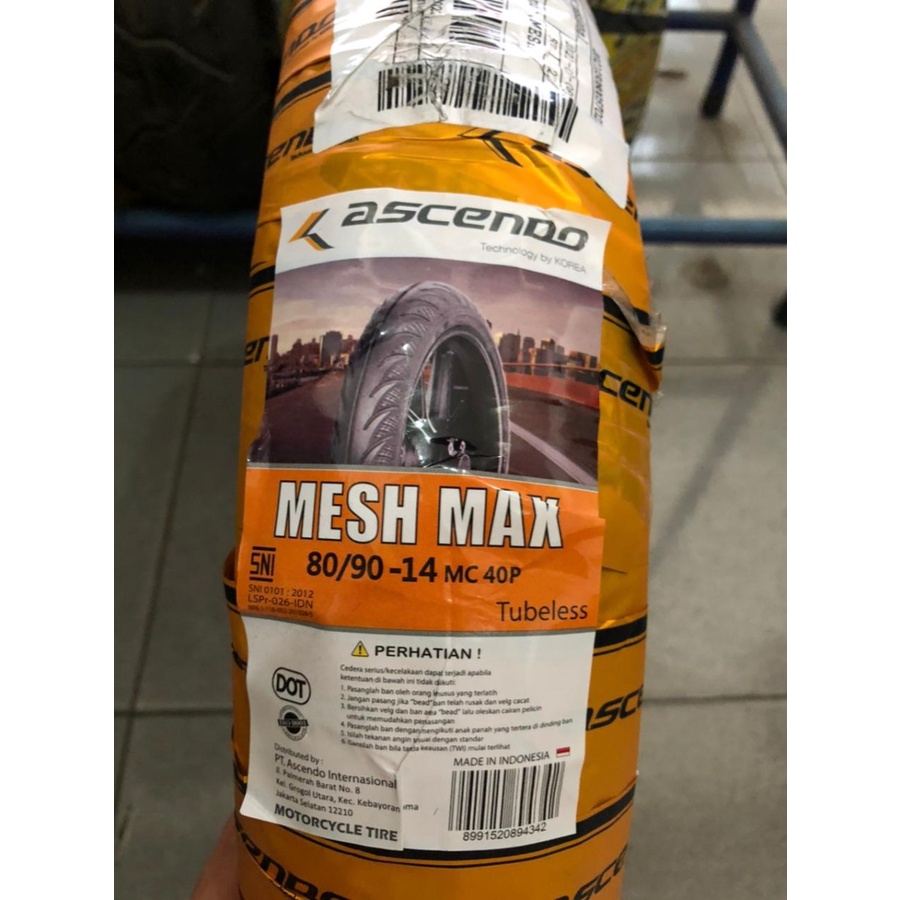 BAN LUAR ASCENDO 80/90-14 TUBELESS MESH MAX TURRIS DYNAMIC