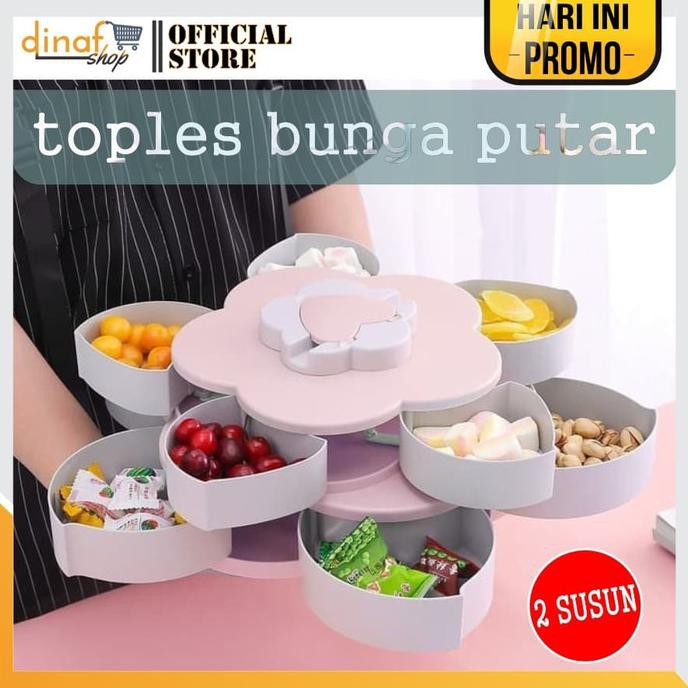 Toples Putar Bunga Mekar Toples Kue Lebaran Toples Kue Kering unik B65 - Random