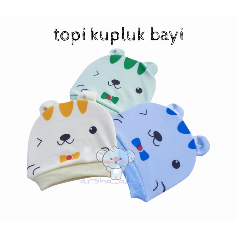 Topi kupluk bayi perempuan laki laki 0 6 bulan