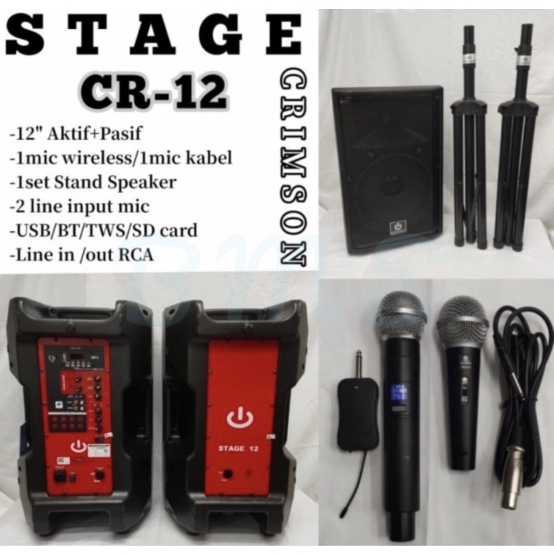 speaker aktif pasif crimson 12 inch stage CR-12 cr 12 USB BT original