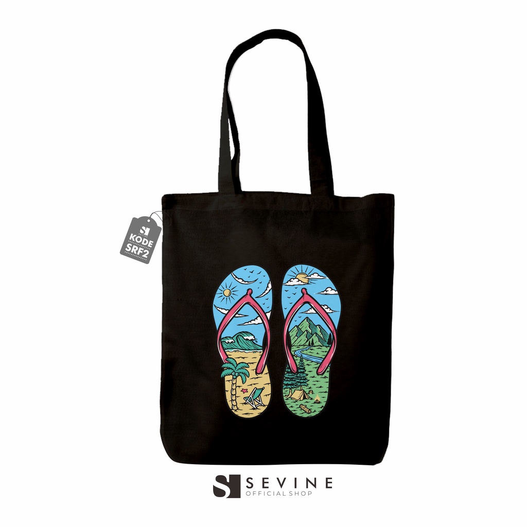 Sevine Totebag Tas Wanita Tote bag Resleting Girl Vintage Black Series Hitam - SRF2