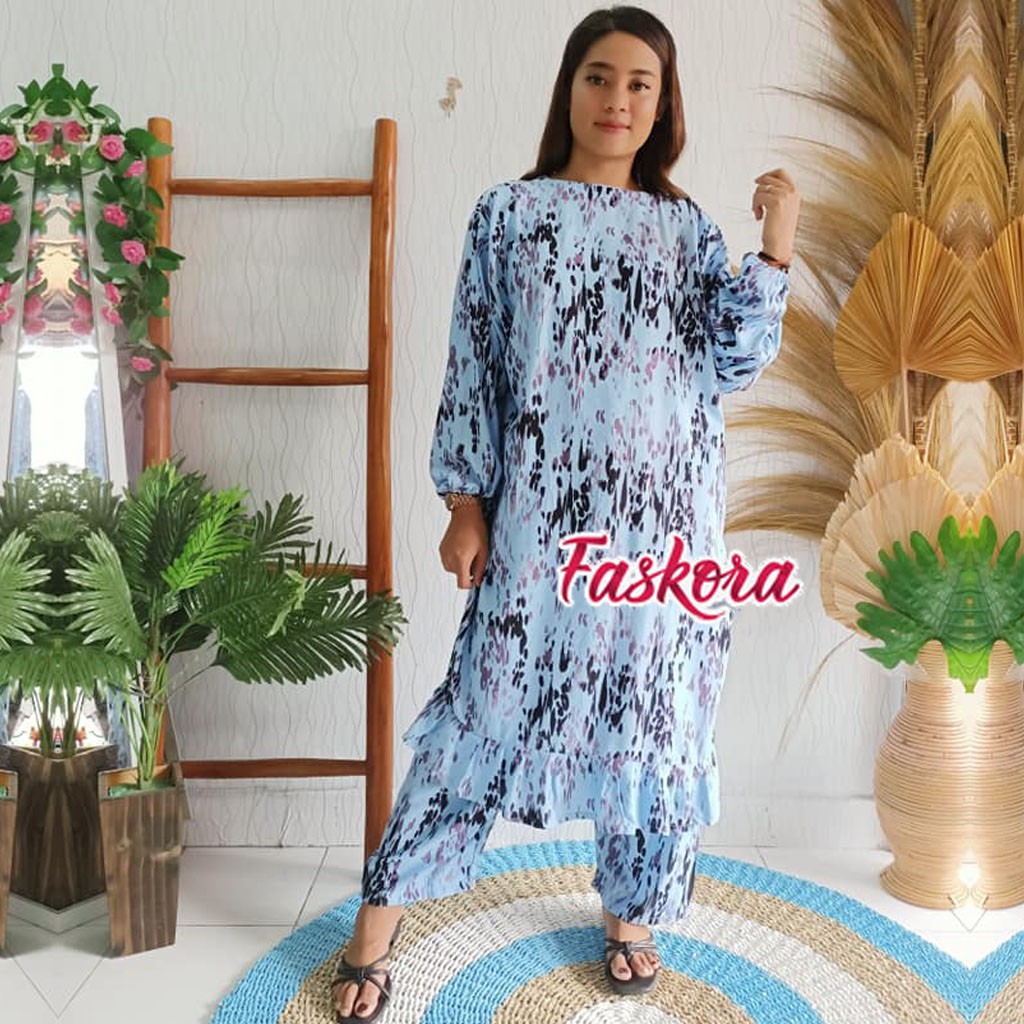 Baju Tunik Wanita Jumbo Terbaru Murah / Setelan Tunik dan Celana Jumbo Tie dye / Stelan Tunik Celana