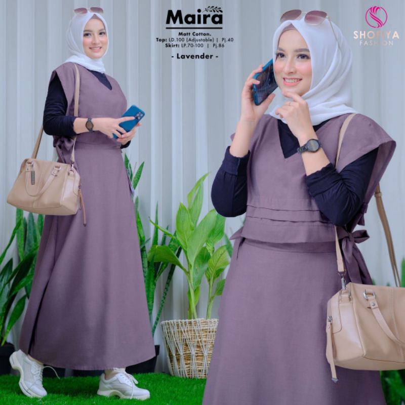 Baju muslim wanita MAIRA set atasan inner rok baju setelan cewek by SHOFIYA