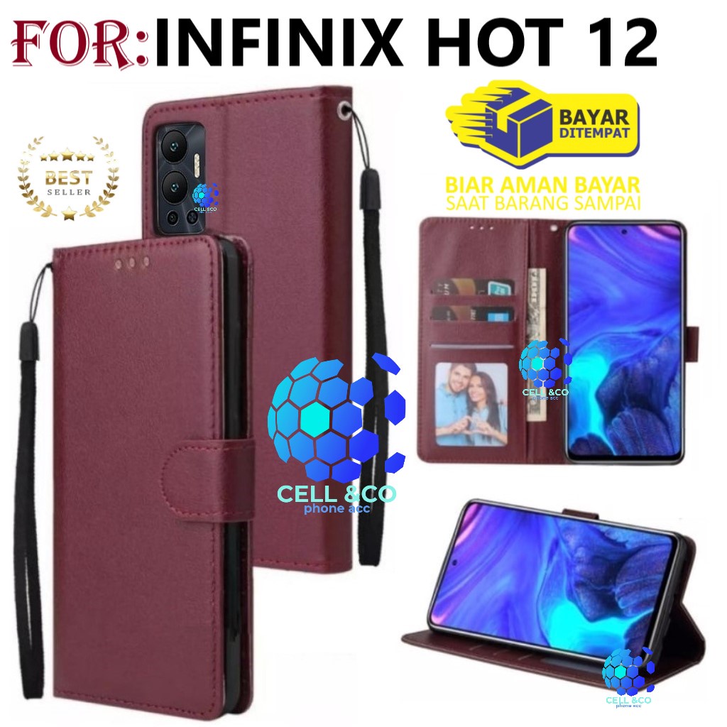 NEW INFINIX HOT 12 CASE FLIP LEATHER WALLET PREMIUM FLIP CASE BUKA TUTUP KESING HP CASING FLIP CASE WALLET INFINIX HOT 12 TERBARU