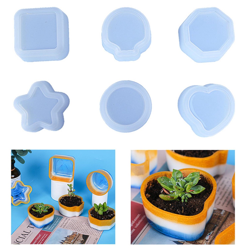 PREVA Crystal Resin Tray Mold Storage Jewelry Making Tool Casting Flowerpot Succulent Flower Pot