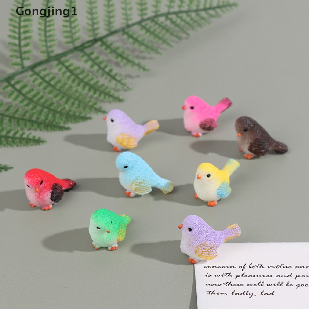 Gongjing1 8Pcs / Set Miniatur Burung Gereja Warna-Warni Untuk Dekorasi Taman / Rumah