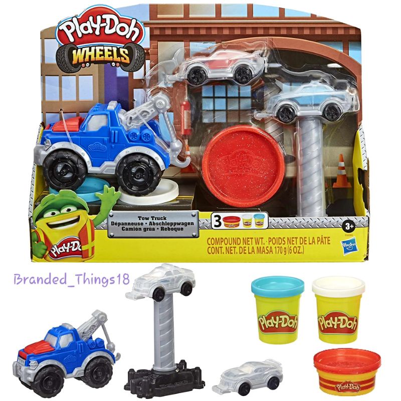 Play Doh Wheels Tow Truck Car Shape Original Hasbro PlayDoh Wheels Trucks Mainan Doh Slime Asli Hasb