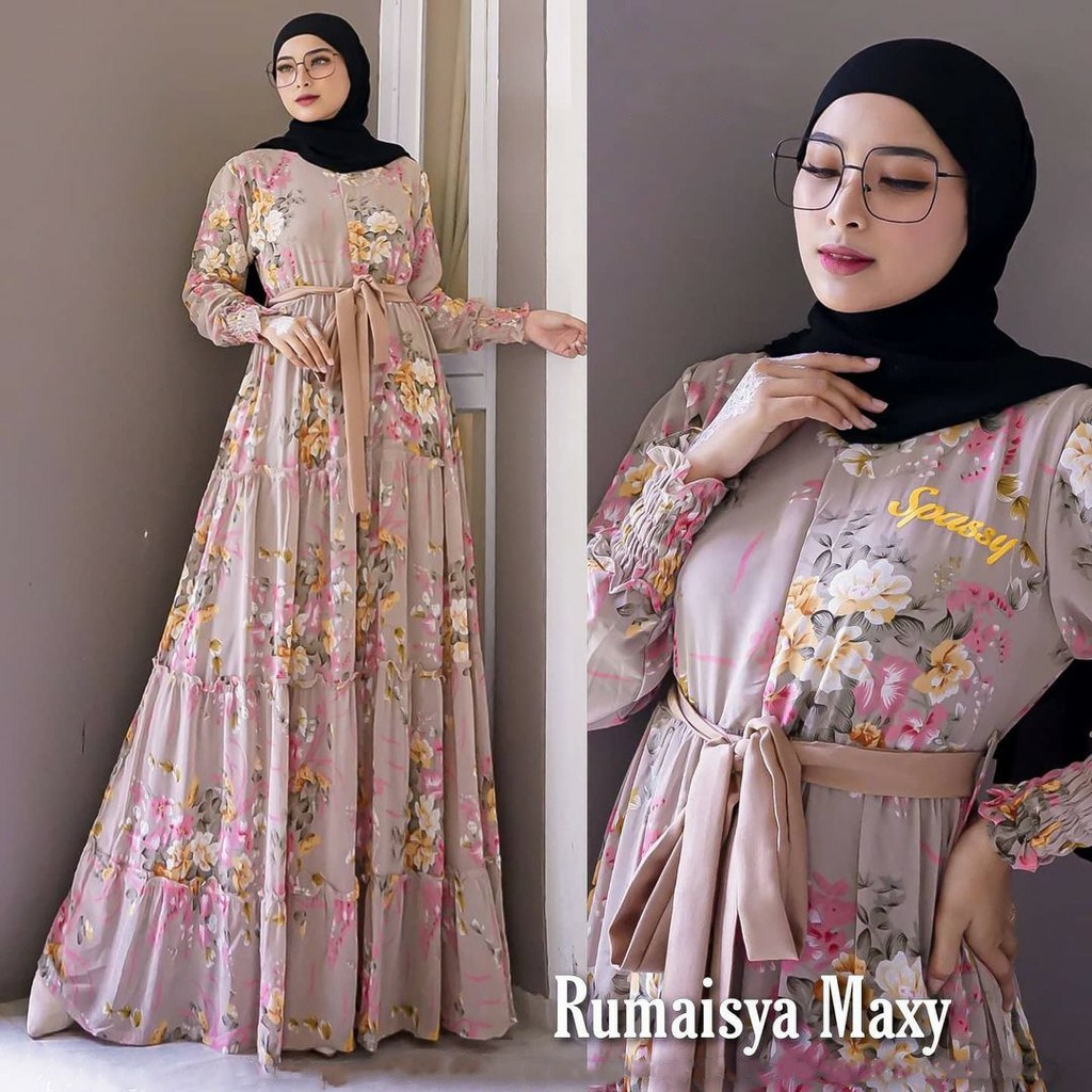 Rumaisya Maxy Dress Corak Rumaisa Fashion Muslim Pakaian Wanita Baju Gamis