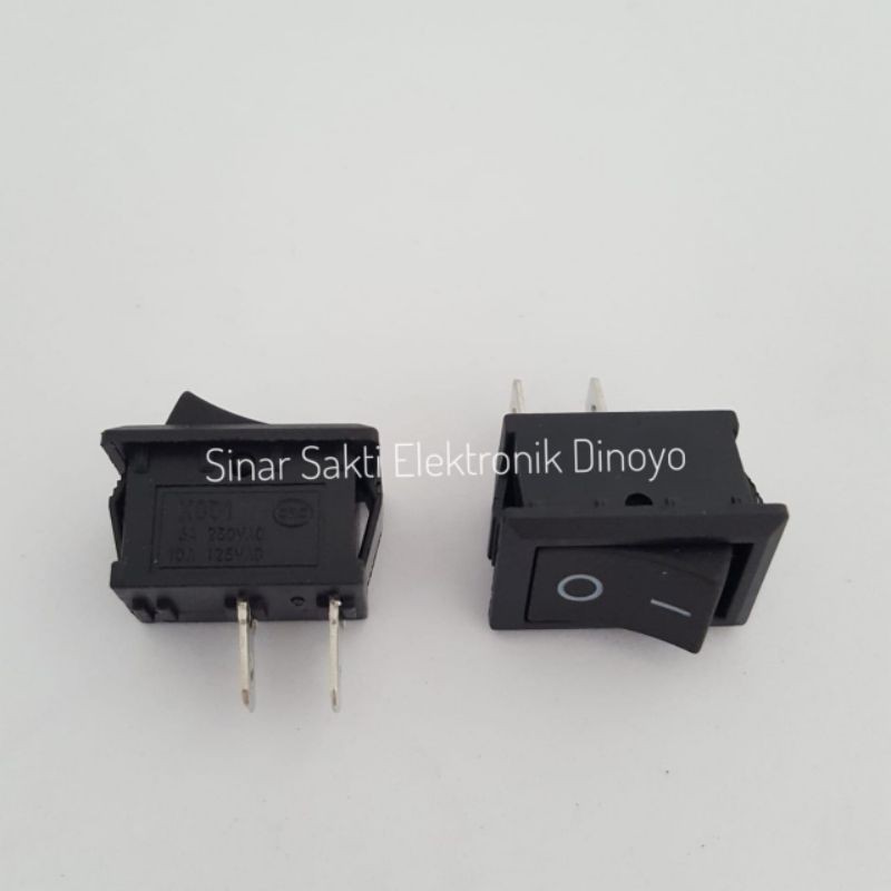 Saklar rocker Switch on off hitam 2 pin / kaki listrik kecil