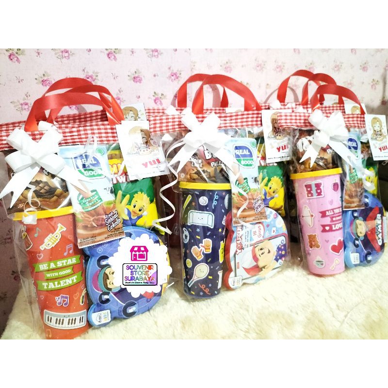 Souvenir Snack Ulang Tahun / Tumblr Lunchbox Set / Paket Ultah Murah / Souvenir Tumbrl Set Snack