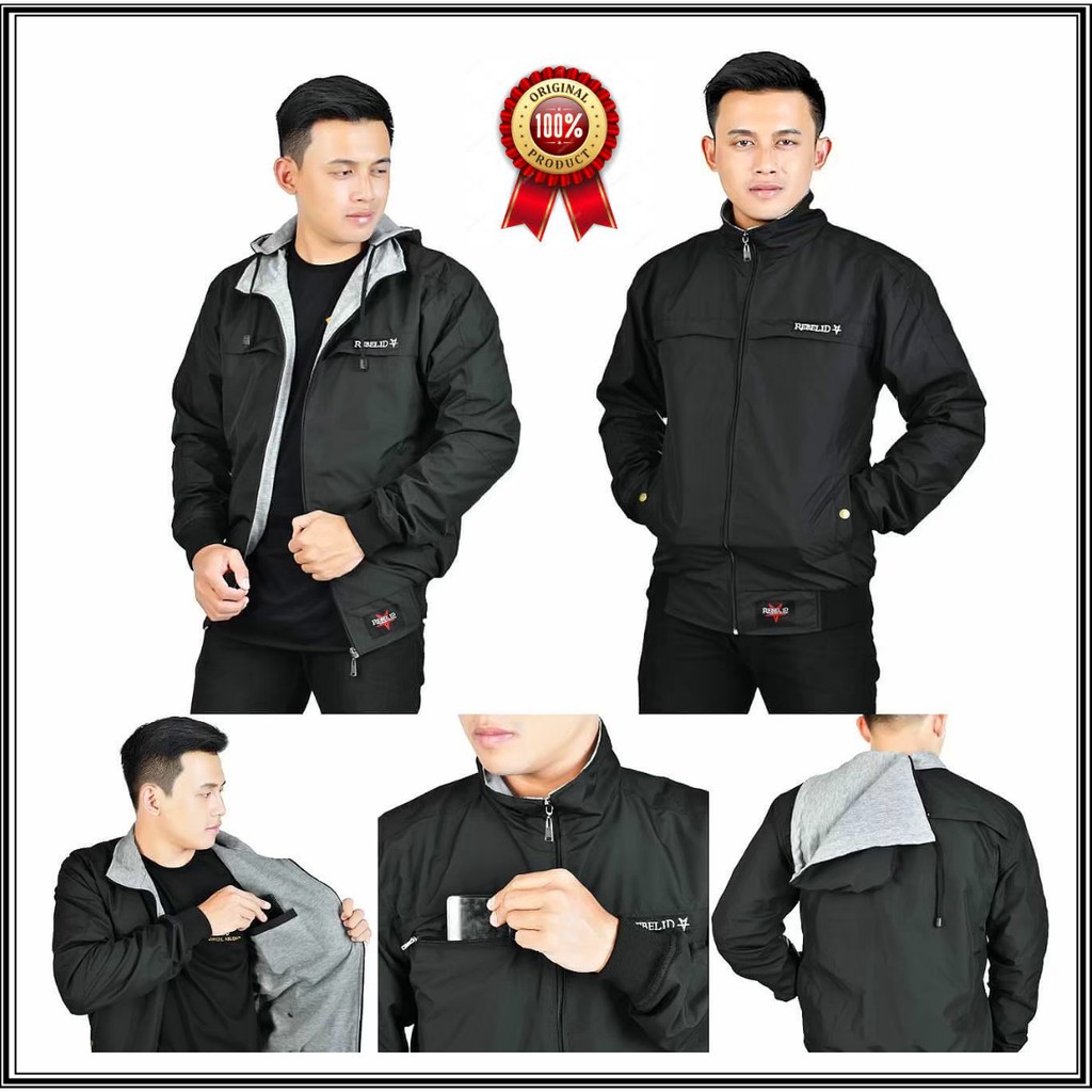 Jaket taslan hoodie keren terbaru  rebel id