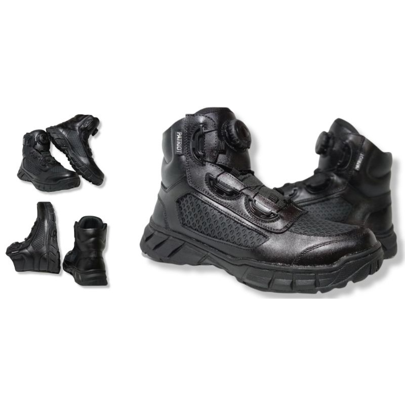 SEPATU PDL LANTAS POLRI TALIPUTAR JARING KULIT SAPI ASLI MERK PATRIOT