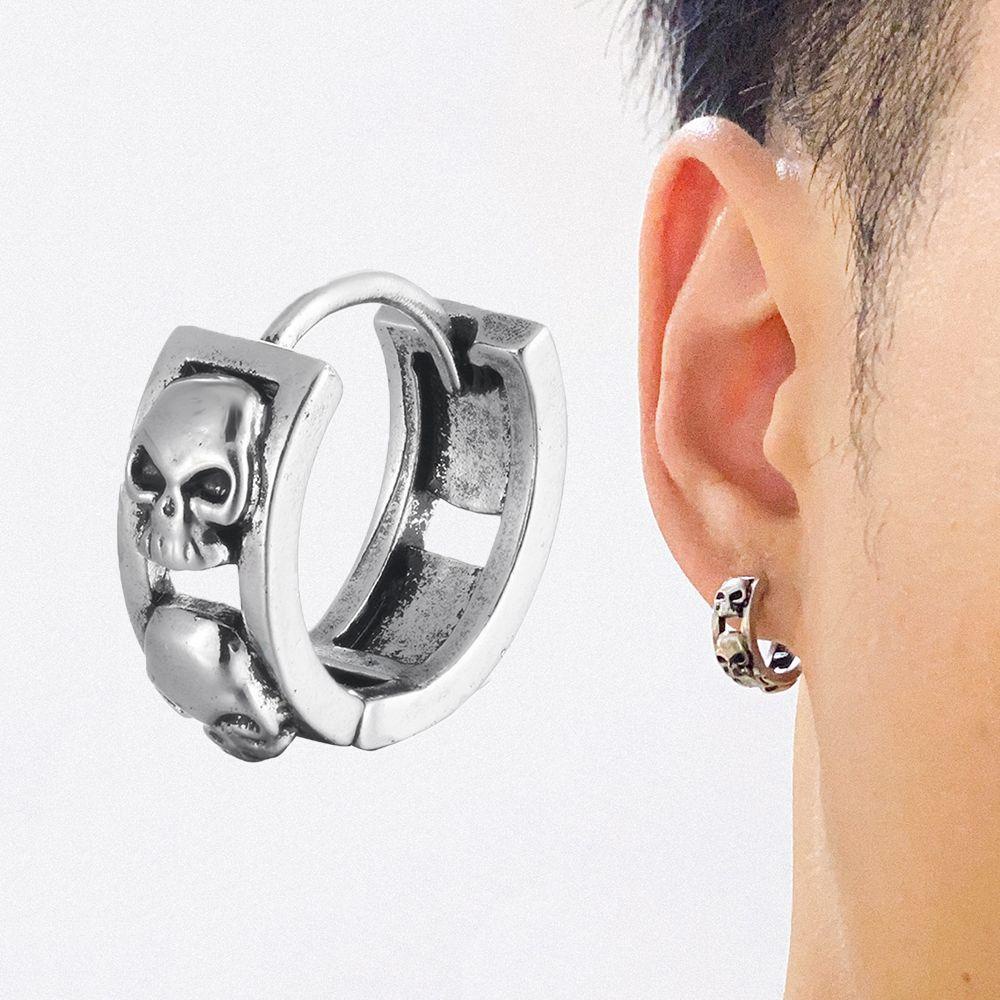 Agustina Pria Hoop Earrings Warna Solid Retro Hadiah Pesta Punk Stainless Steel Kuningan Wanita Earrings