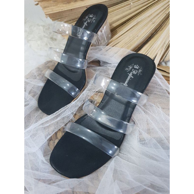 sandal talia hitam sandal kaca wanita 5cm sandal wanita