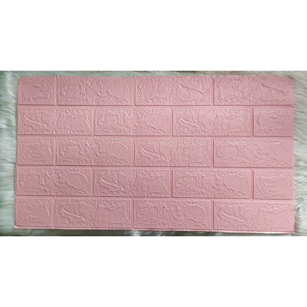 Wallpaper Dinding Foam 3D Kecil Motif Batu Bata / Wallpaper Dinding Foam DD509 [1KG=26PCS]-PINK