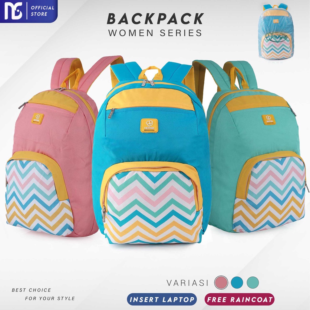 Tas Ransel Wanita Cewek Herbie Free Raincoat Original Premium Tas Backpack Perempuan Pink Hijau Tosc