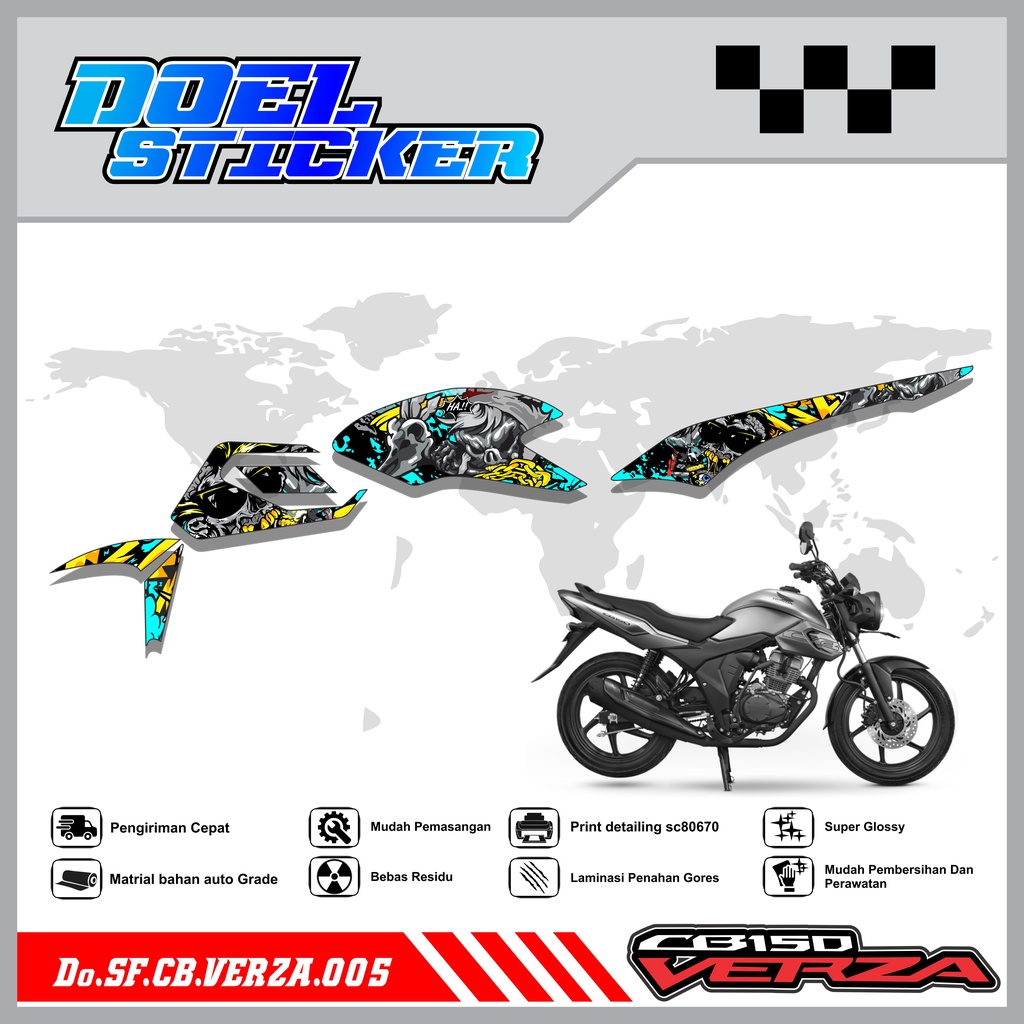 STICKER STRIPING CB VERZA 150 - STICKER STRIPING LIST VARIASI HOLOGRAM , CROME CB VERZA 150 DOEL 005