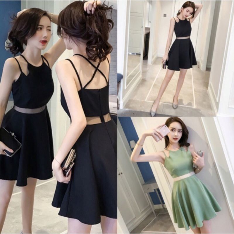 Moira Scuba Dress Mini Korea Peplum A-line Transparan 823