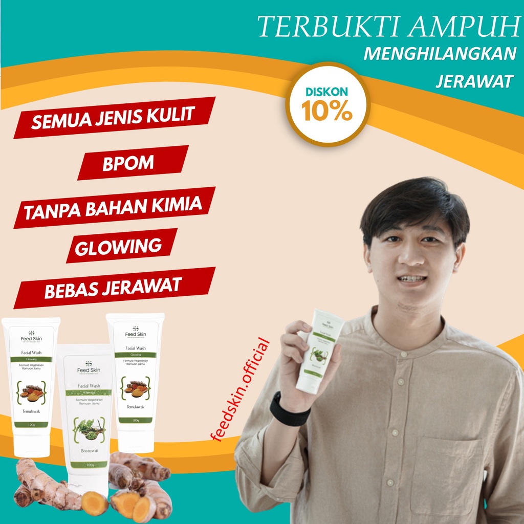 Feed Skin Skincare Perawatan Facial Wash Cream Sabun Pembersih Wajah Pria Wanita Jerawat Bpom