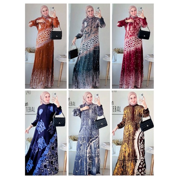 Gamis twill ori gamis twil rayon motif polka