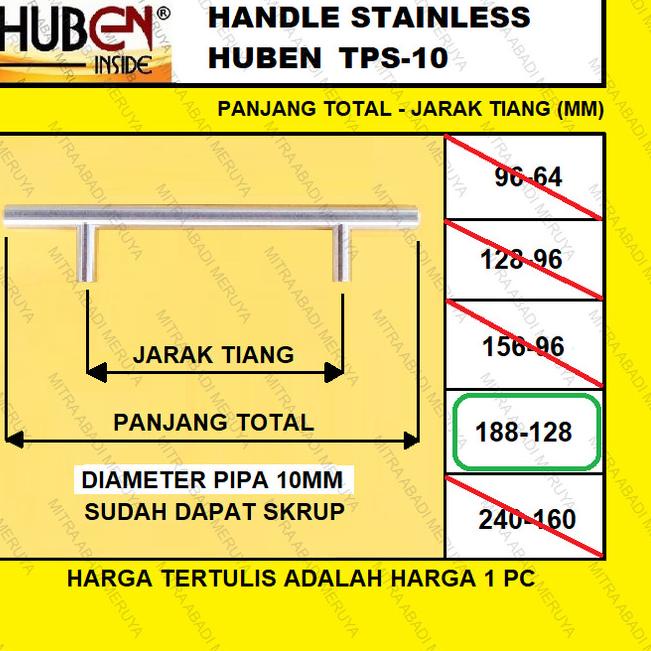 ♣ Tarikan Laci Tarikan Lemari Handle HUBEN TPS10 188-128 ➵