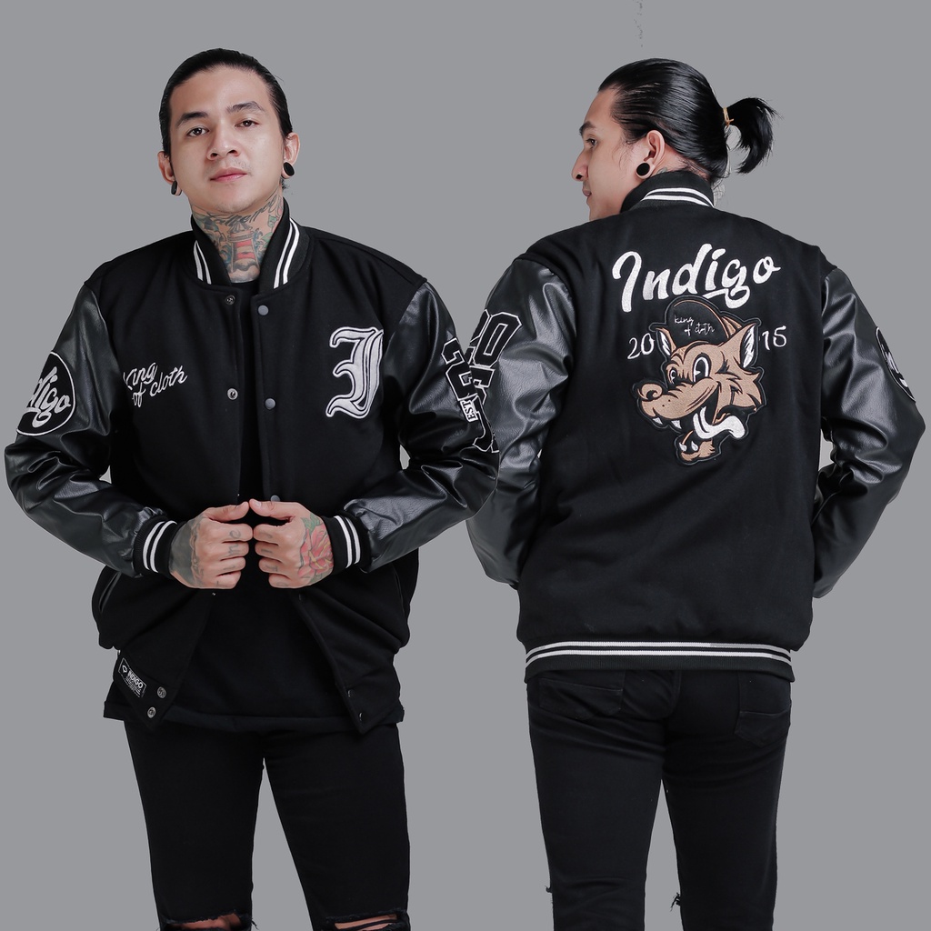 JAKET BASEBALL VARSITY FULL BORDIR BRANDED INDIGO