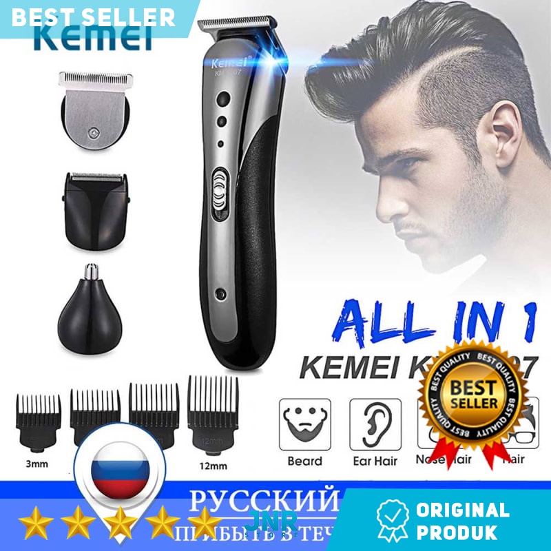 [100% ORIGINAL] Kemei Alat Cukur Elektrik Hair Trimmer Shaver Rechargeable - KM-1407 Alat Pencukur