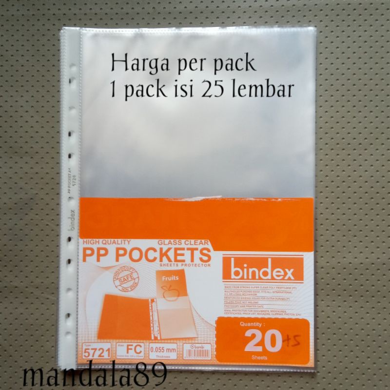 

PLASTIK PP POCKET FC isi 25 lembar merk Bindex