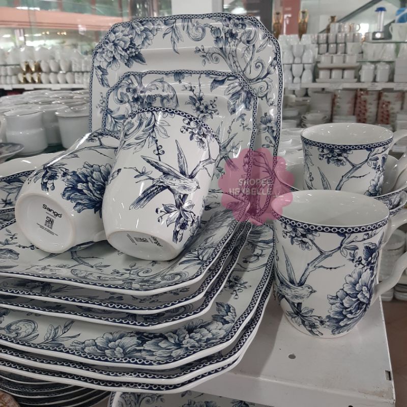 DINNEE SET ADELAIDE BLUE(ISI 16PC 4 DINNER PLATE 4 SALAD PLATE 4 MUG 4BOWL)/PIRING CANTIK/ADELAIDE/P