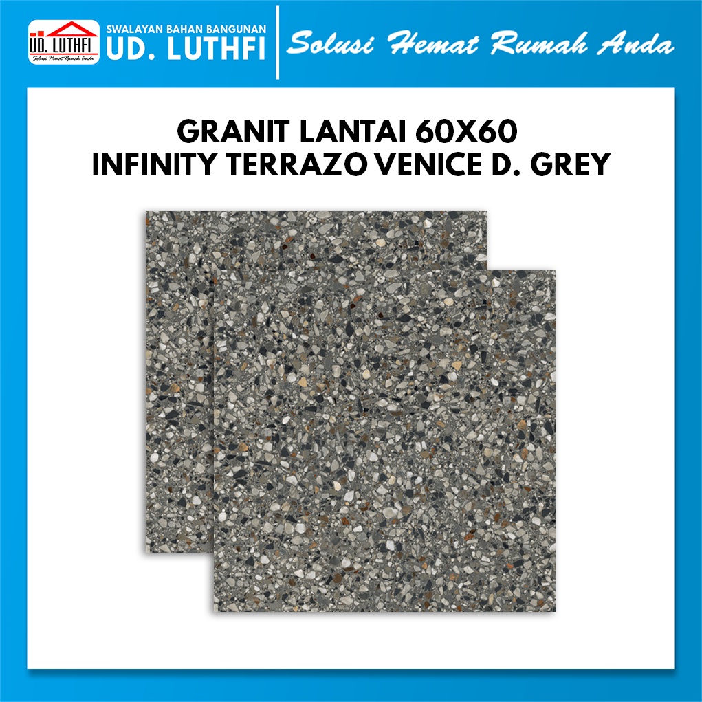 Granit Lantai Kasar 60x60 Infinity Terrazo Venice Dark Grey A