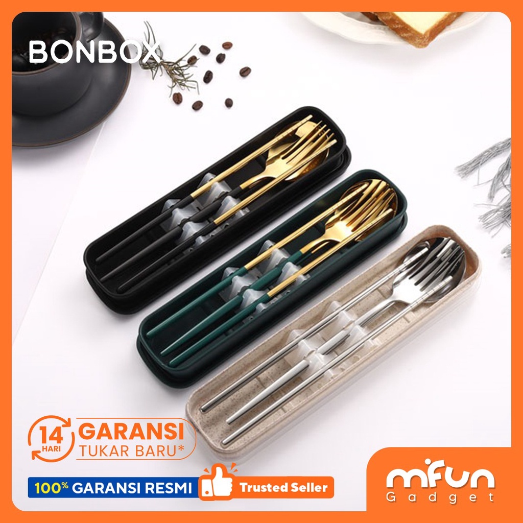 BONBOX Alat Set Makan Praktis stainlessteel 3pcs