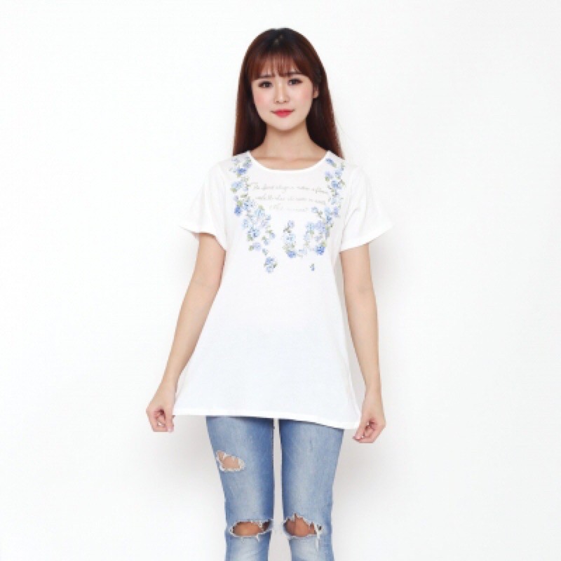 RosaCheri JPN Blossom White - Kaos Lengan Pendek Wanita Branded