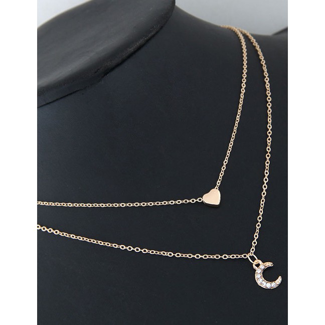 LRC Kalung Fashion Gold Color Moon Shape Decorated A54291