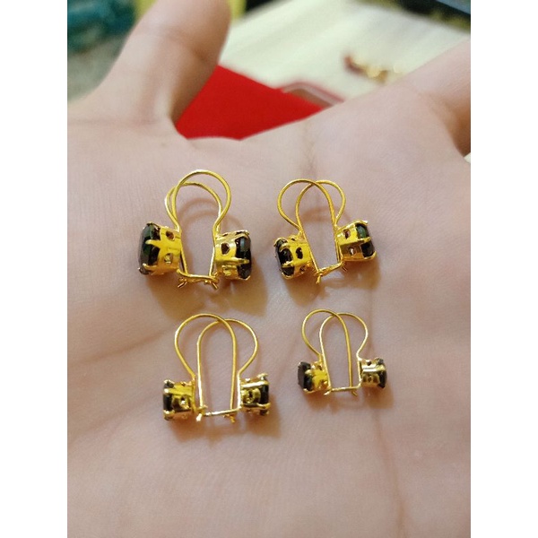 ANTING DESI MATA HITAM PERAK 925 GOLD