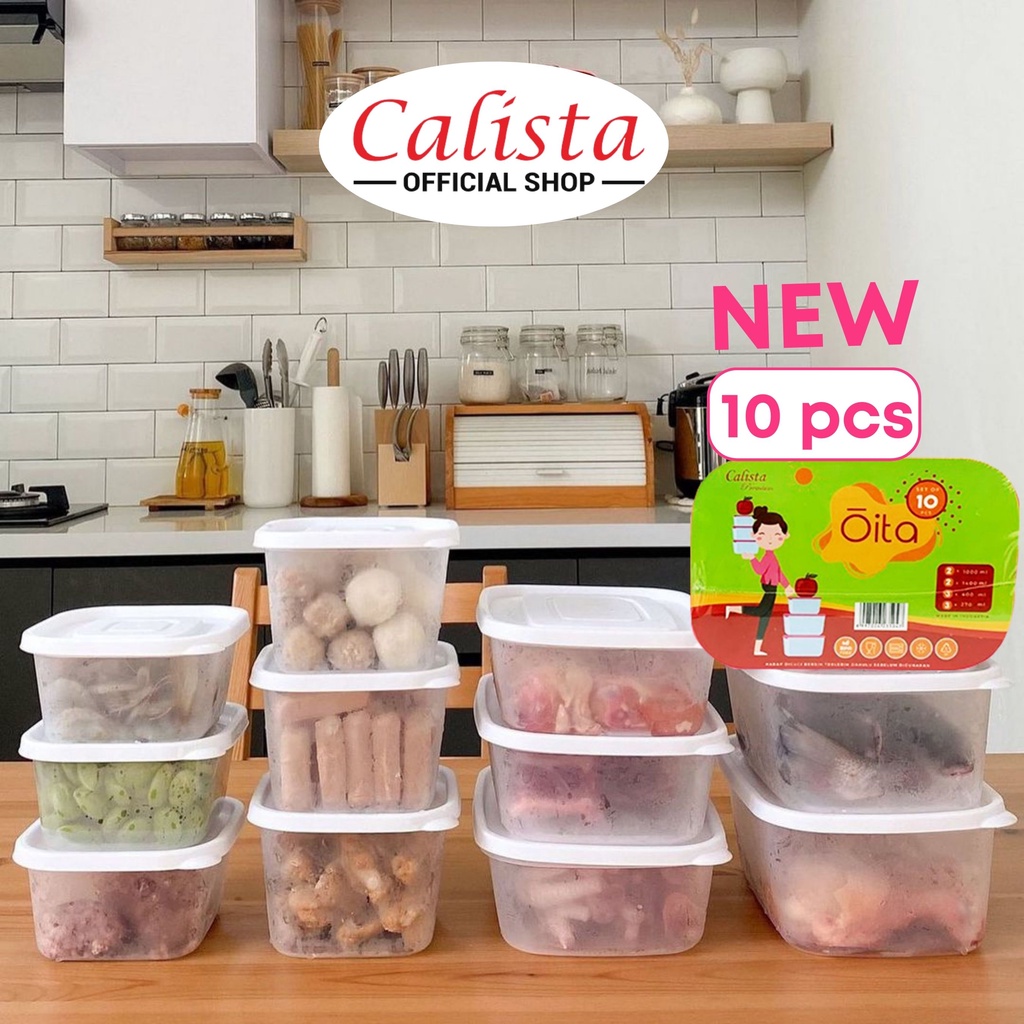 CALISTA OITA PUTIH BENING 10 PCS FOOD KONTAINER SET WADAH PENYIMPANAN MAKANAN KULKAS SET FOOD STORAGE KULKAS SET